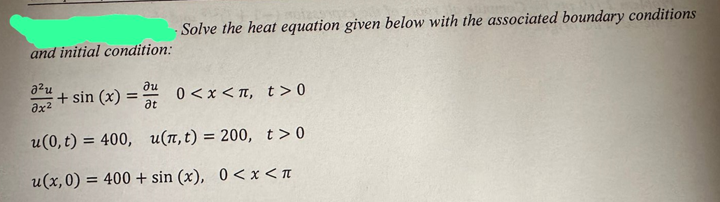 Solved Solve the heat equation given below with the | Chegg.com