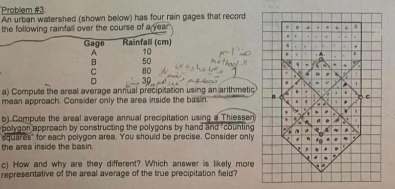 Problem #3 An urban watershed (shown below) has four | Chegg.com