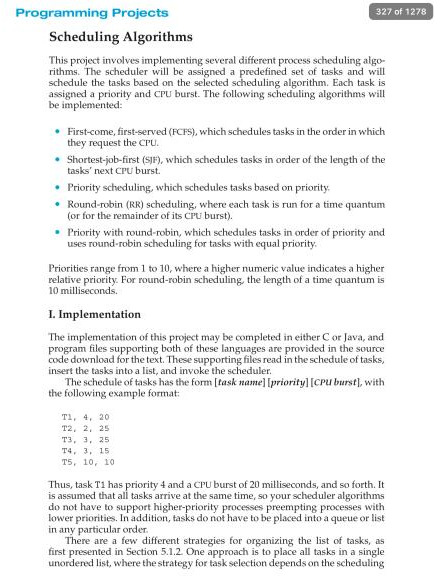 Solved Scheduling Algorithms This project involves | Chegg.com