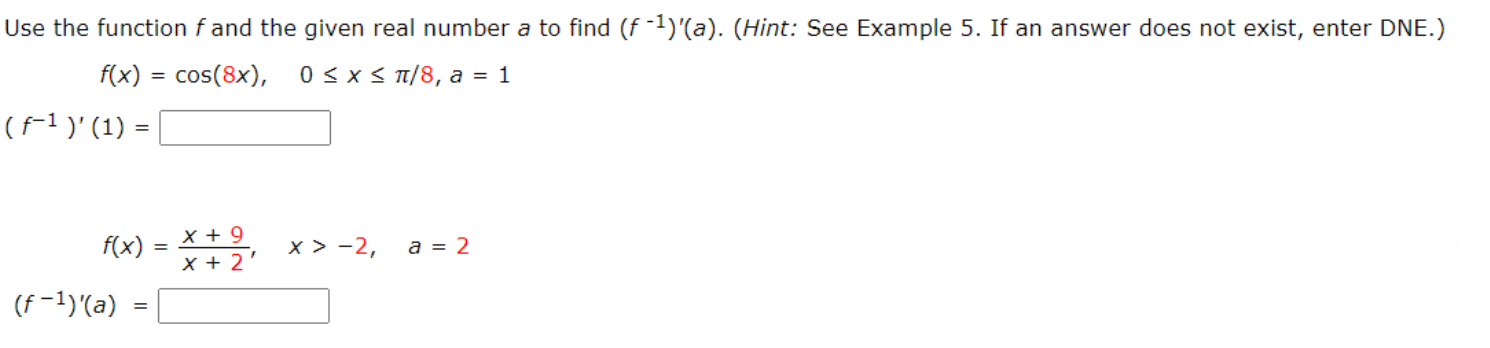 Solved Use the function f and the given real number a to | Chegg.com