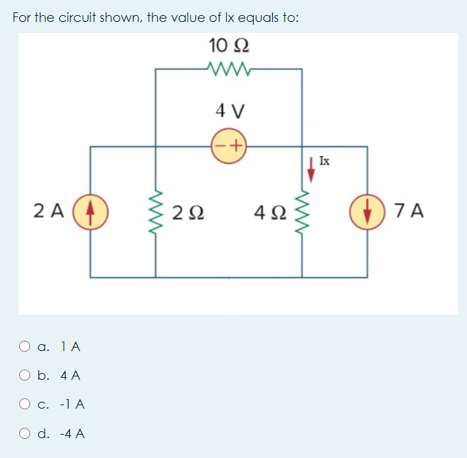 Solved For the circuit shown, the value of Ix equals to: 10 | Chegg.com
