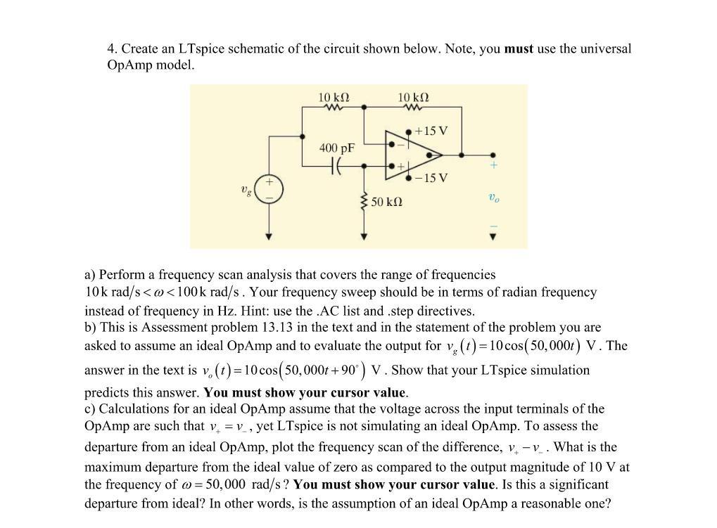 Solved 4. Create An LTspice Schematic Of The Circuit Shown | Chegg.com