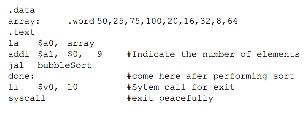 Solved I need help writing mips code that implements the | Chegg.com