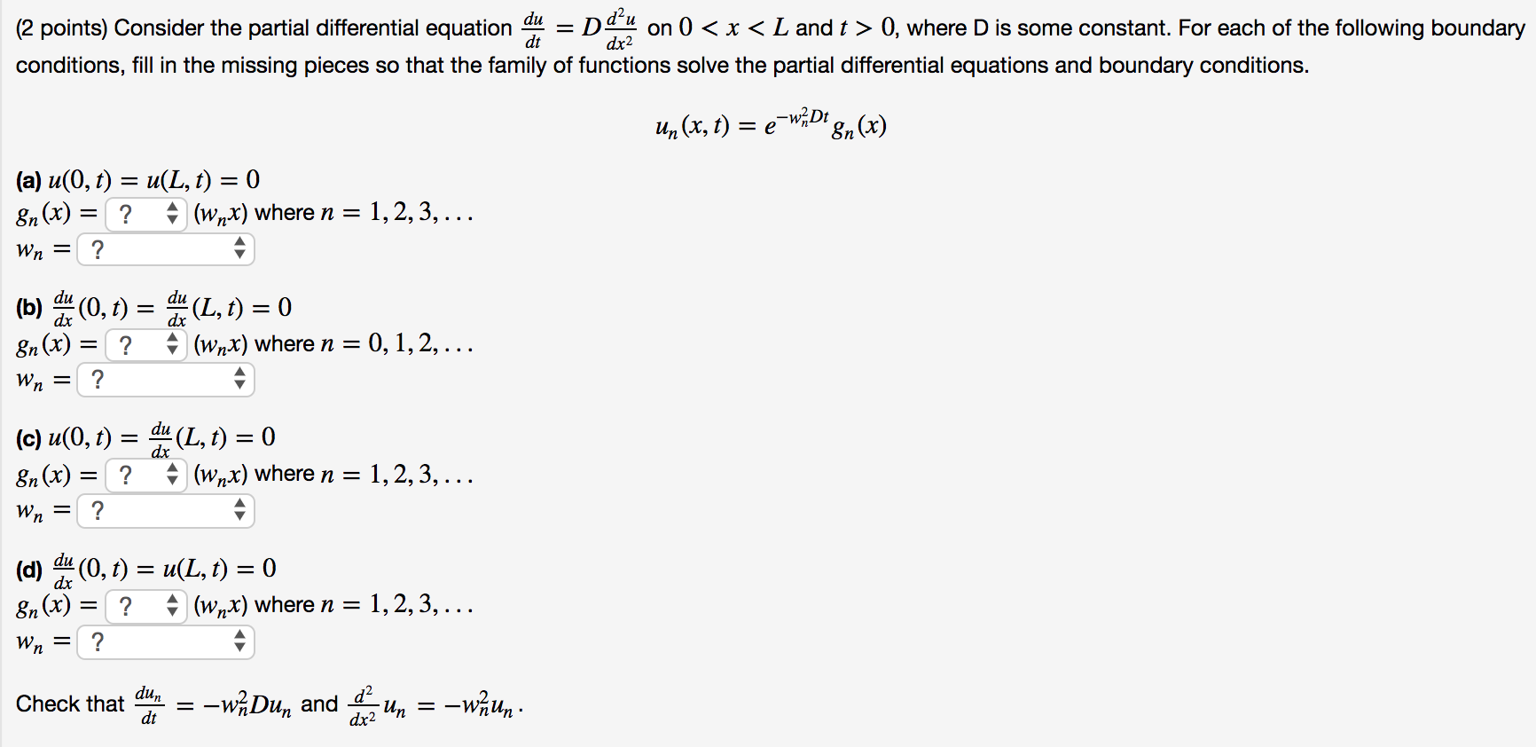 Solved 2 Points Consider The Partial Differential Equat Chegg Com