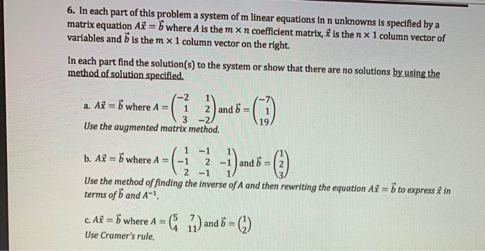 Solved 6. In each part of this problem a system of m linear | Chegg.com