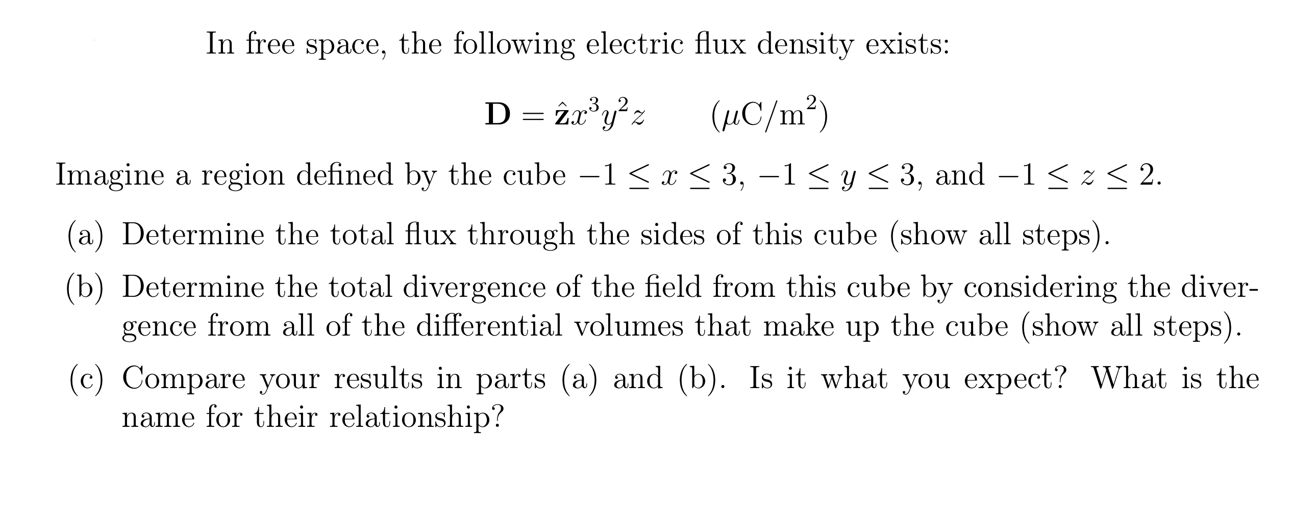 Solved In free space, the following electric flux density | Chegg.com