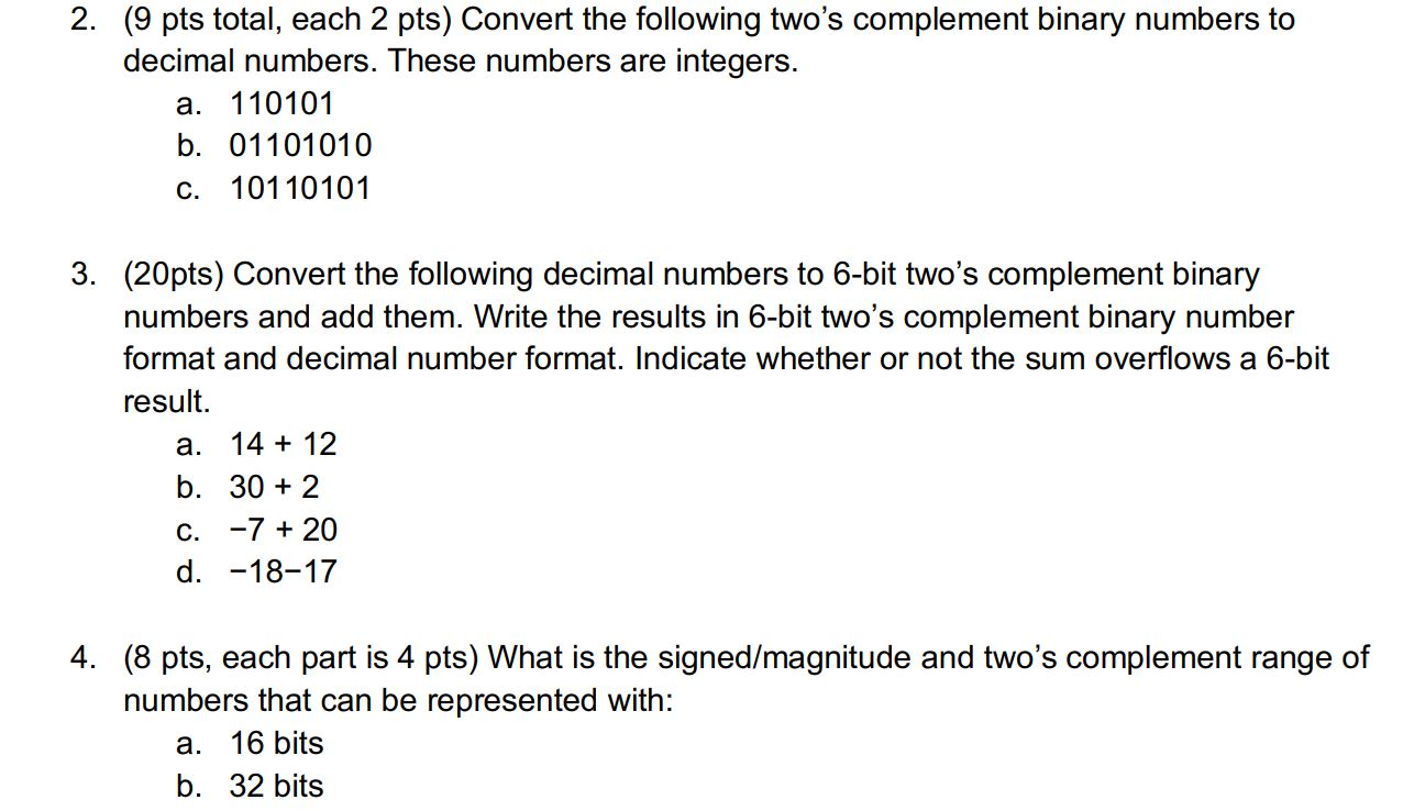 Solved 2. (9 pts total, each 2 pts) Convert the following | Chegg.com