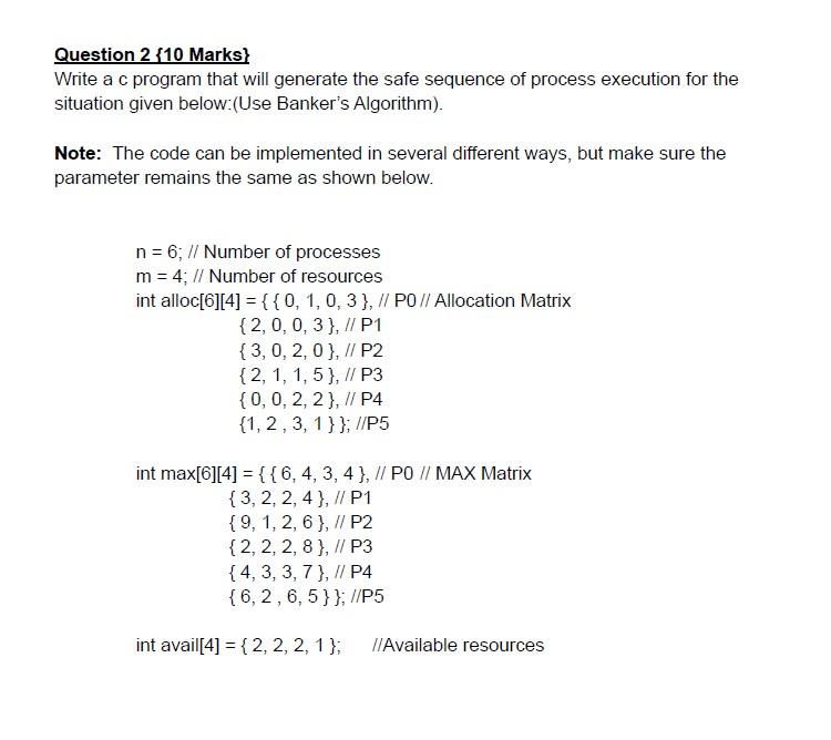 Solved Question 2 {10 Marks} Write a c program that will | Chegg.com