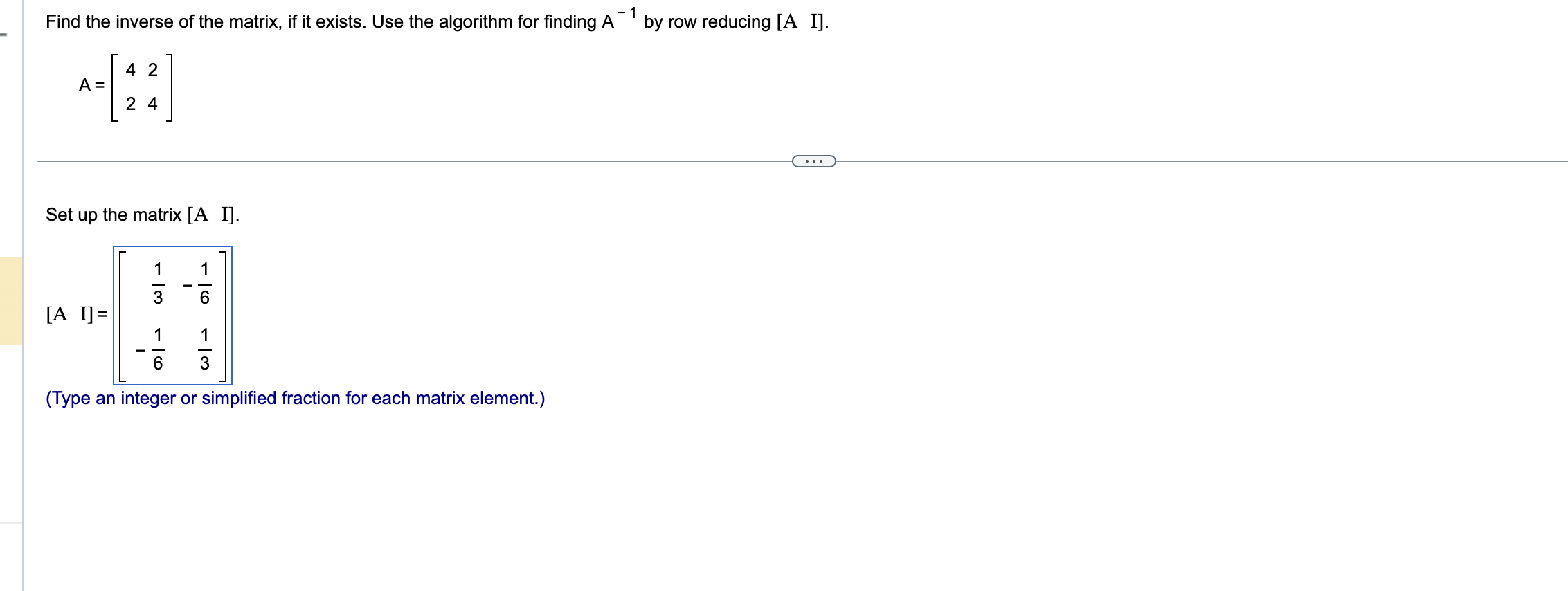 Solved A=[4224] Set up the matrix [ [A I I . | Chegg.com