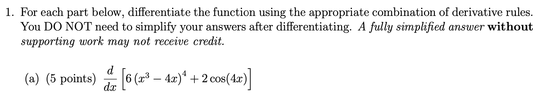 Solved 1. For Each Part Below, Differentiate The Function | Chegg.com