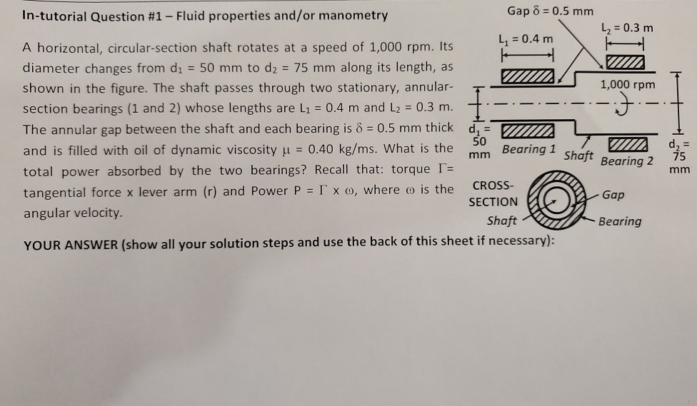 Gap O 0 5 Mm In Tutorial Question 1 Fluid Chegg Com