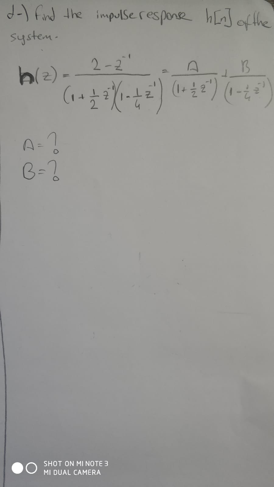 Solved +-) Find the impulse response system hint of the b(z) | Chegg.com