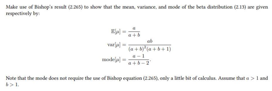 Solved Make Use Of Bishop S Result 2 265 To Show That T Chegg Com
