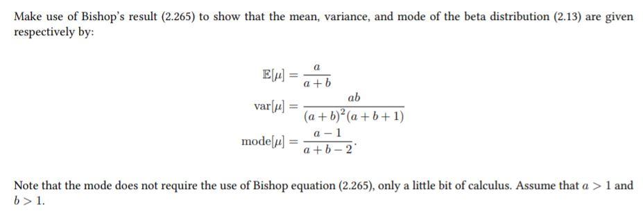 Solved Make Use Of Bishop S Result 2 265 To Show That T Chegg Com