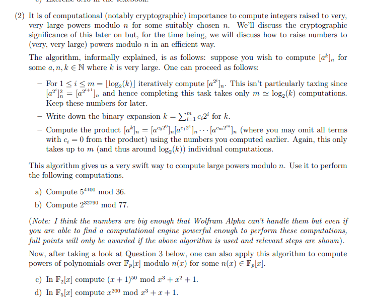 Solved n (2) It is of computational (notably cryptographic 
