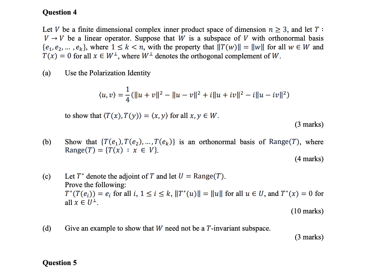 Solved Let V Be A Finite Dimensional Complex Inner Product | Chegg.com