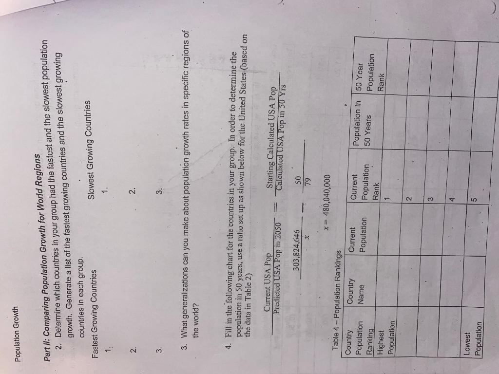 Population Growth Part Ii Comparing Population Chegg