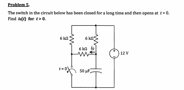 Solved Problem5. The switch in the circuit below has been | Chegg.com
