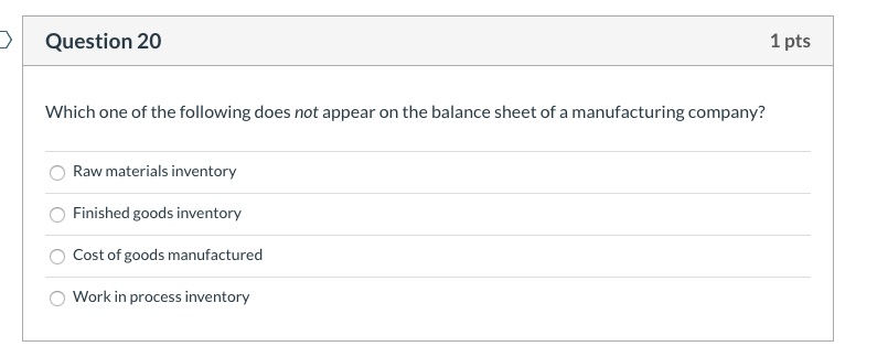 Solved Question 20 1 pts Which one of the following does not | Chegg.com