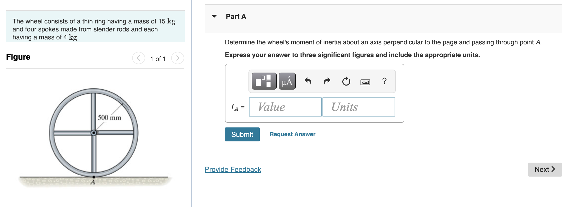 Solved Part A The wheel consists of a thin ring having a | Chegg.com