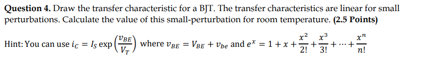 Solved Question 4. Draw the transfer characteristic for a | Chegg.com