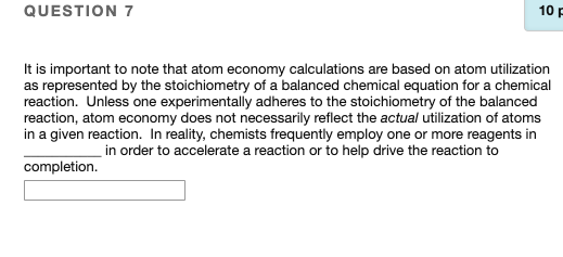 QUESTION 7 10, It is important to note that atom | Chegg.com