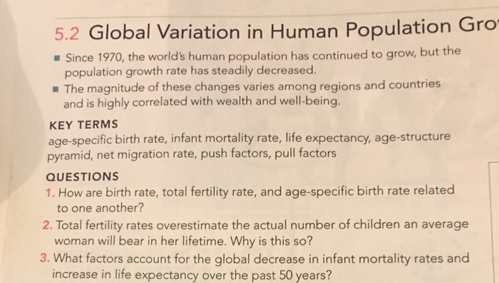 Solved 5.2 Global Variation in Human Population Gro Since | Chegg.com