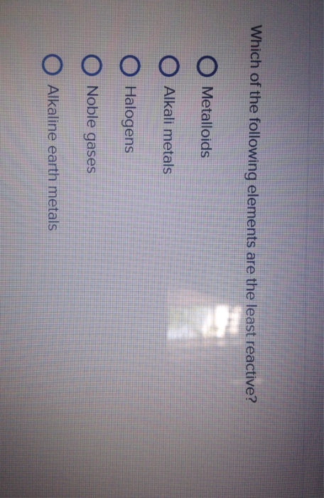 Solved: Which Of The Following Elements Are The Least Reac... | Chegg.com