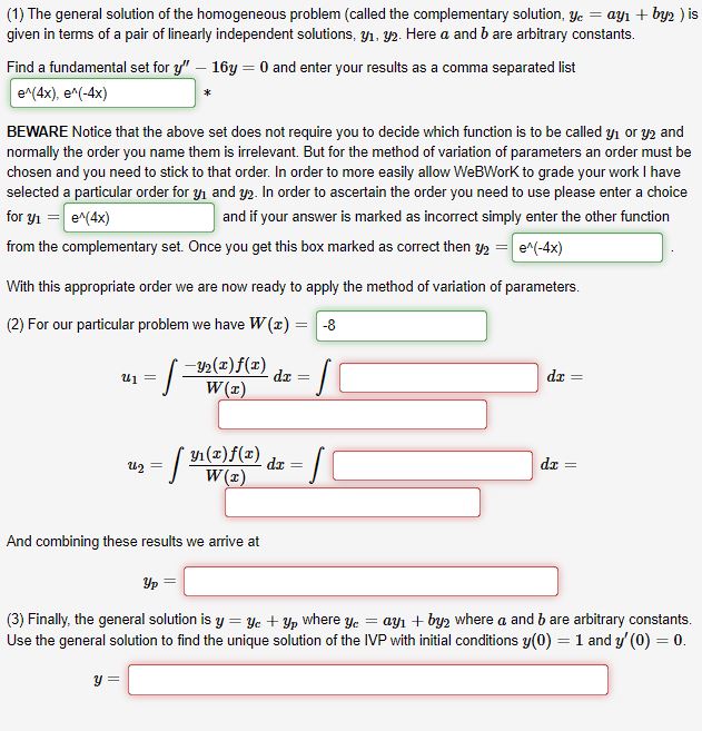 Solved (1) The general solution of the homogeneous problem | Chegg.com
