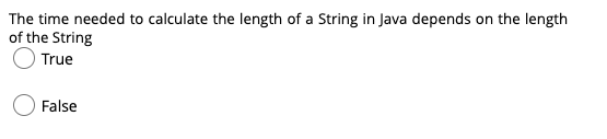 Solved The time needed to calculate the length of a String | Chegg.com