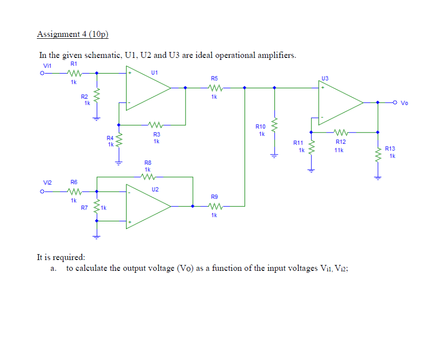 Solved In the given schematic, U1, U2 and U3 are ideal | Chegg.com