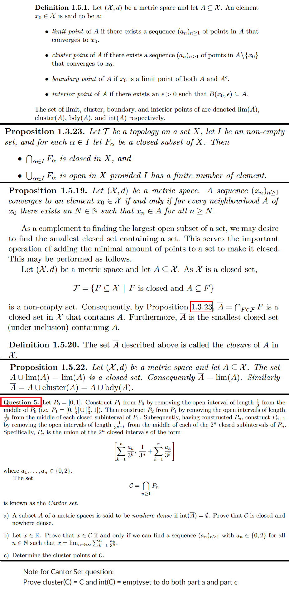 Solved Definition 1.5.1. Let (X, d) be a metric space and | Chegg.com