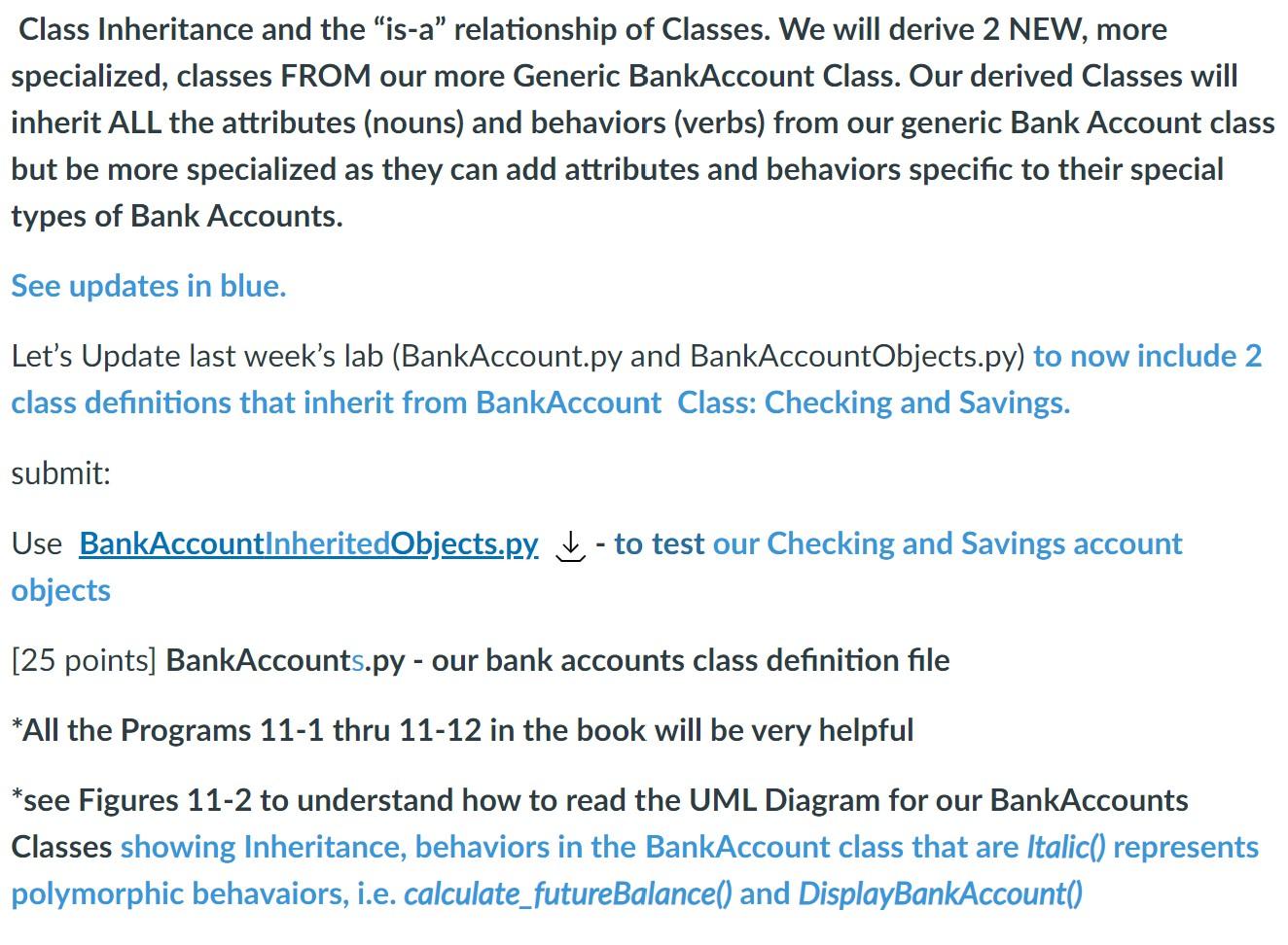 Solved In PYTHON, create a checking class and a savings | Chegg.com