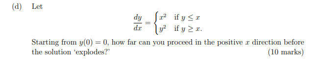 Solved (d) Let dy fr2 if y su dar y2 if y2 r. Starting from | Chegg.com