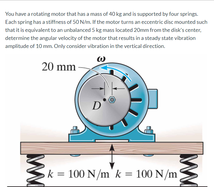 Solved You have a rotating motor that has a mass of 40 kg | Chegg.com