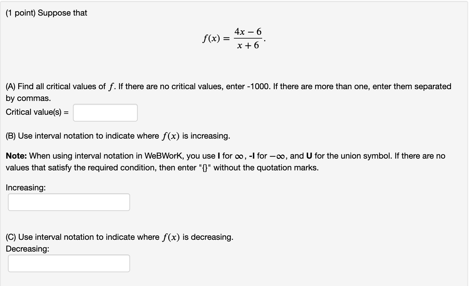 Solved 1 Point Suppose That Fxx64x−6 A Find All 9083