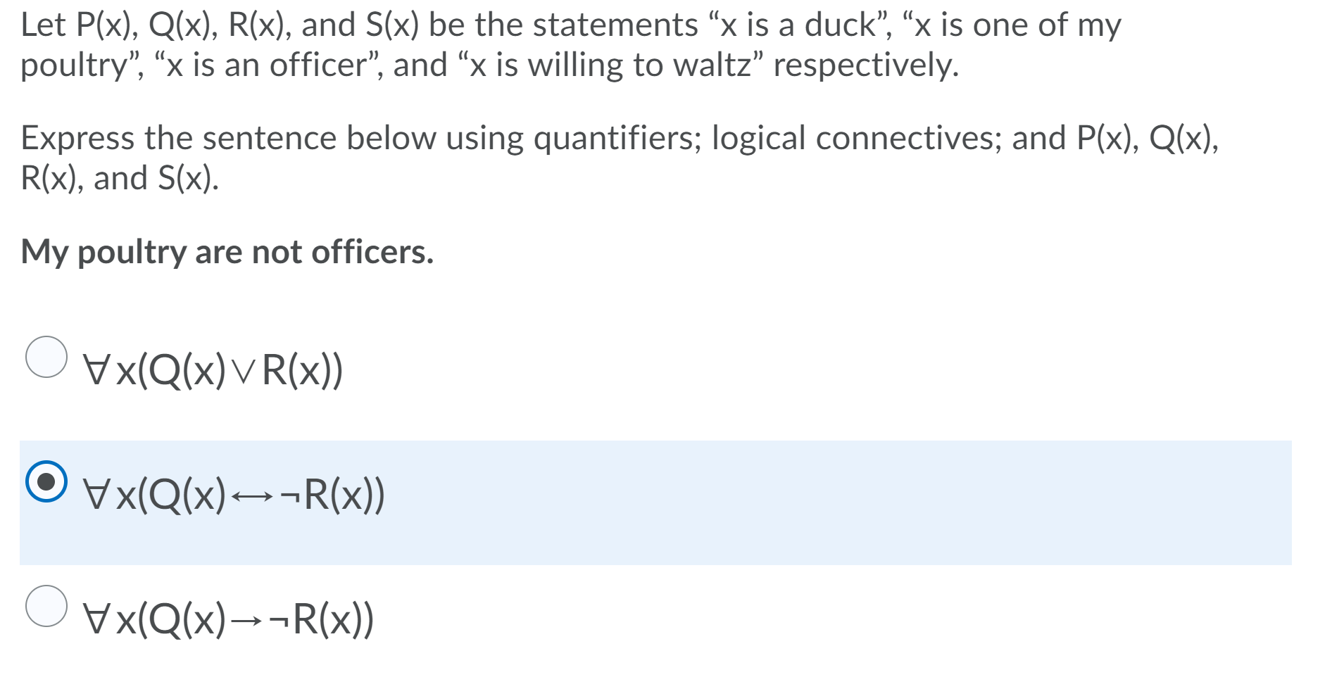Solved Let P(x), Q(x), R(x), and S(x) be the statements “x | Chegg.com