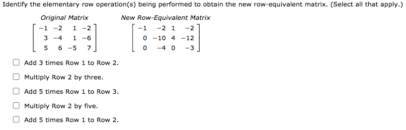 Solved Identify the elementary row operation s being Chegg