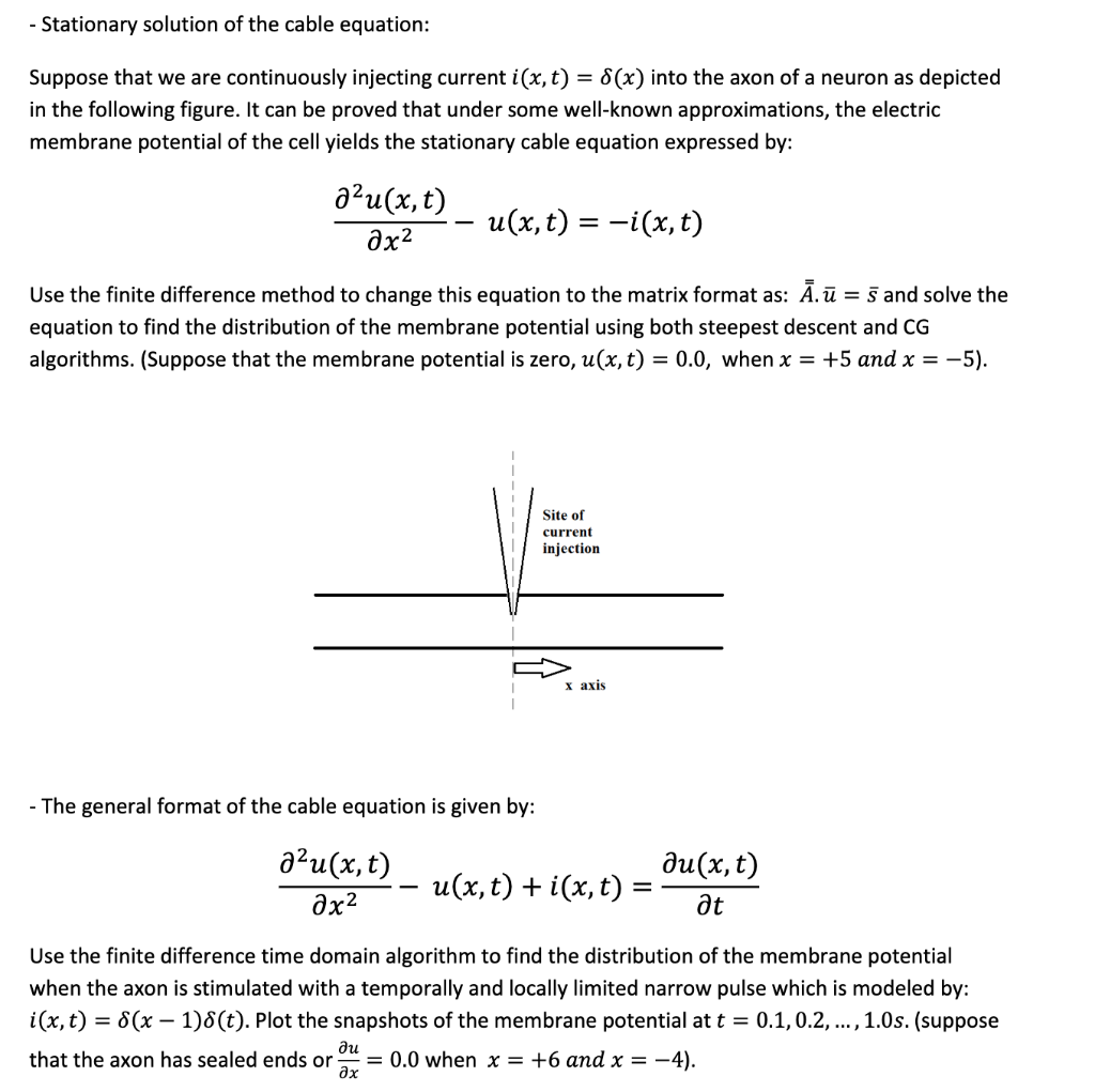  Stationary solution of the cable equation Suppose