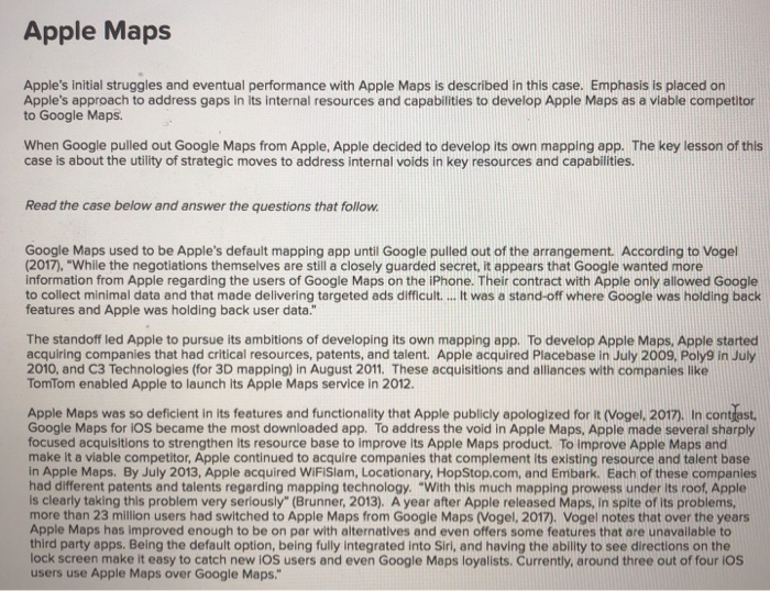 Solved Apple Maps Apple's initial struggles and eventual | Chegg.com
