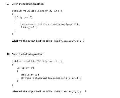 Solved 5. Given the following method: public void | Chegg.com
