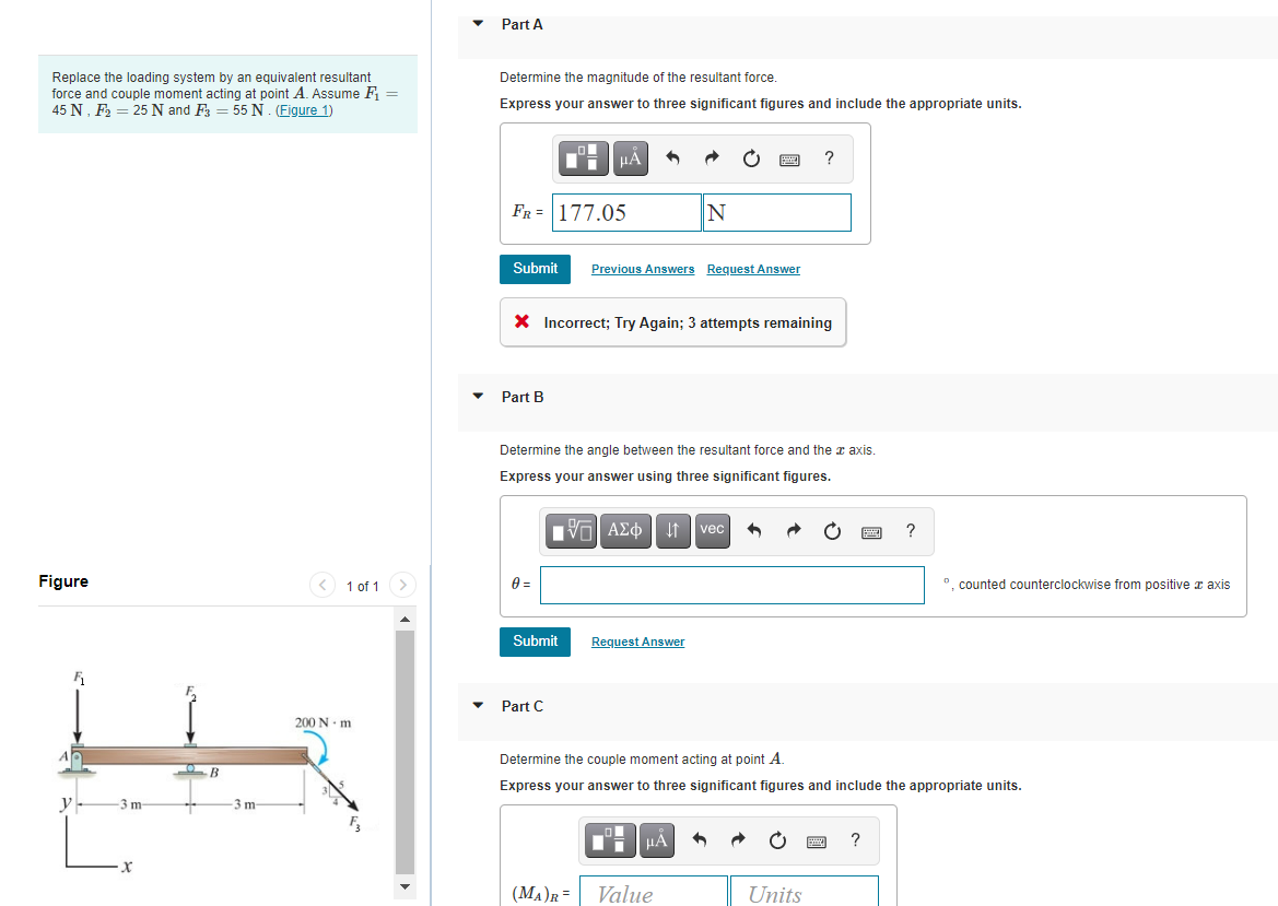 Solved Replace the loading system by an equivalent resultant | Chegg.com