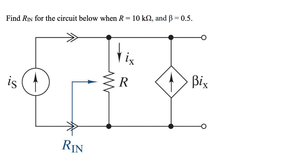 Solved Find Rin for the circuit below when R= 10 k12, and p | Chegg.com