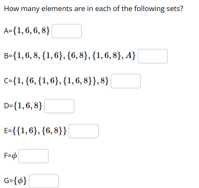 Solved How many elements are in each of the following sets? | Chegg.com