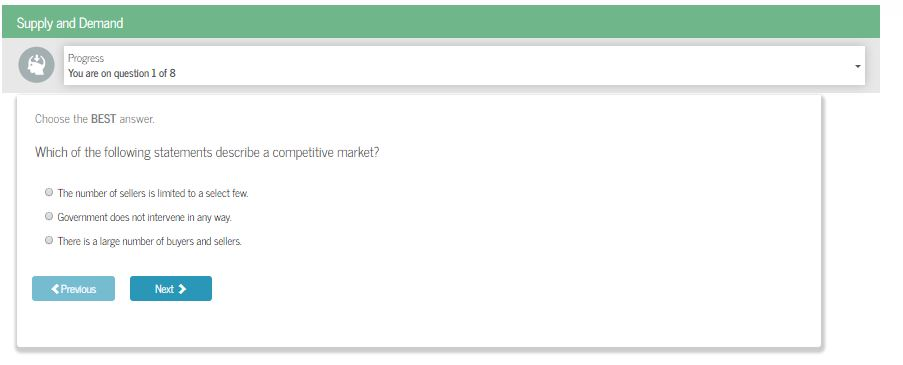 Solved Supply and Demand Progress You are on question 1 of 8 | Chegg.com