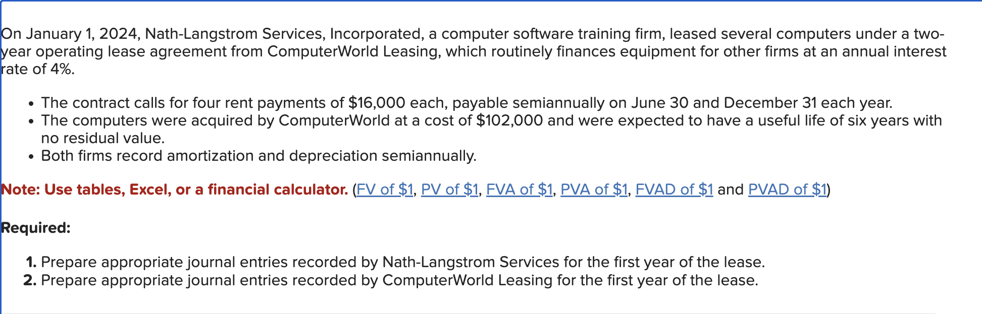 Solved On January 1, 2024, Nath-Langstrom Services, | Chegg.com