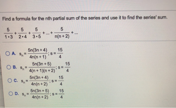Solved Find a formula for the nth partial sum of the series | Chegg.com