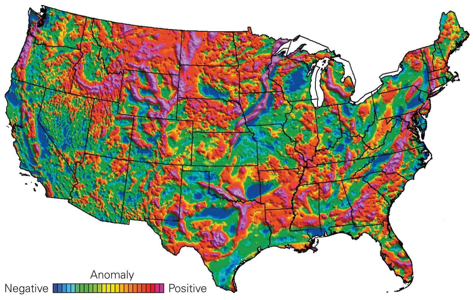 Solved This is a gravity anomaly map of the United States.