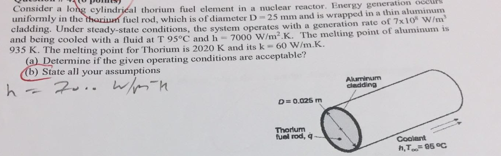 Solved Consider A Long Cylindrical Thorium Fuel Element In A Chegg Com