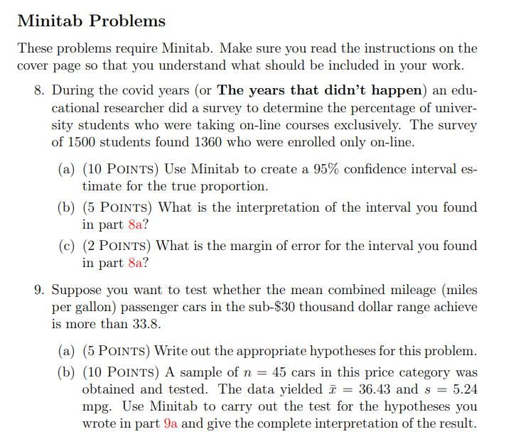 Solved These problems require Minitab. Make sure you read | Chegg.com